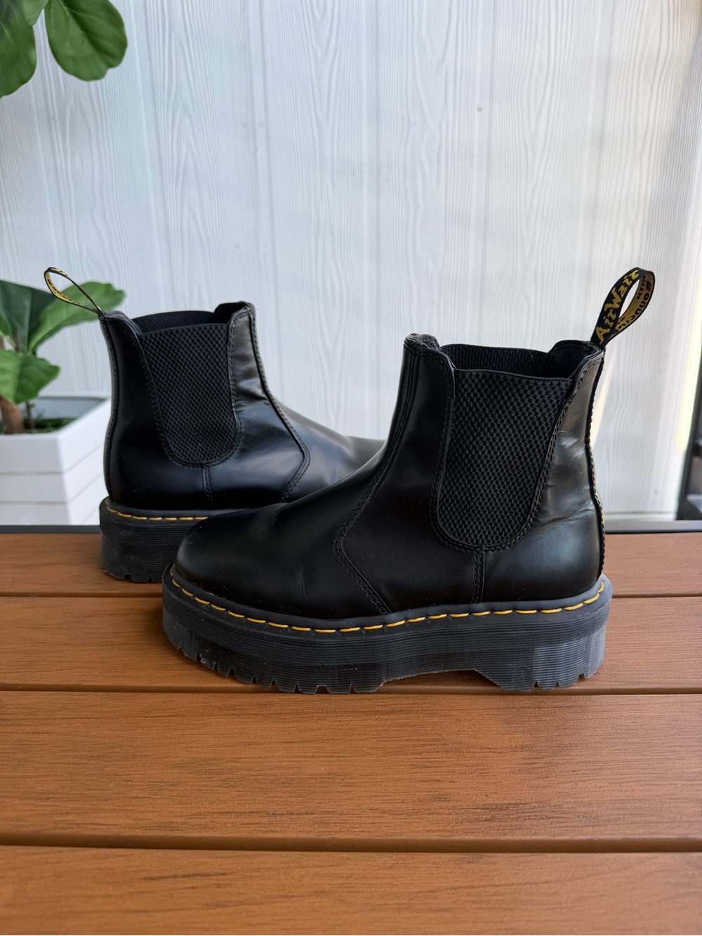 Dr. Martens Black Leather Platform Chelsea Boots